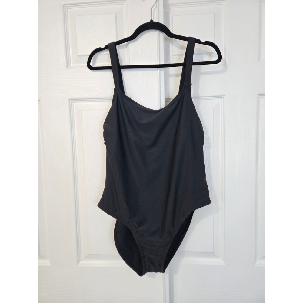 Hurley Womens Black One Piece Swimsuit Scoop Neck Adjustable Straps XL Athletic